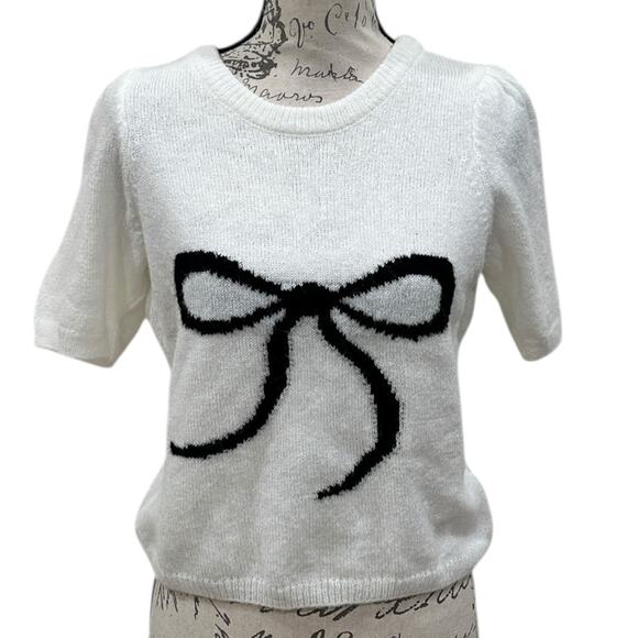 NWT Anthropologie Mollie Short-Sleeve Printed Sweater - Picture 2 of 6